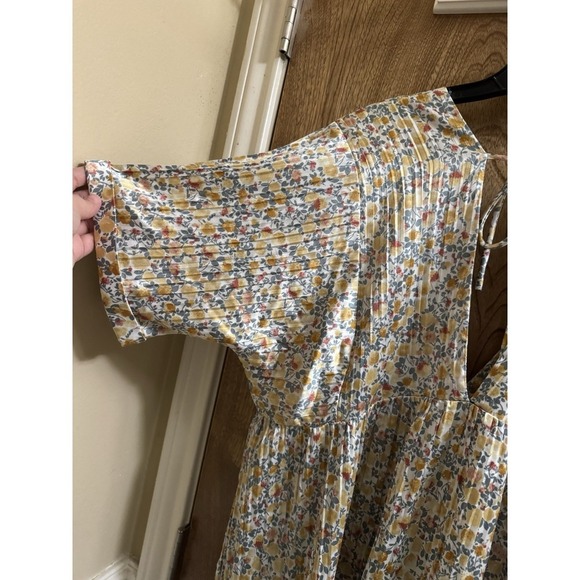 Lulus Express Yourself Yellow Floral Print Satin Babydoll Dress XL V-Neck/Back - Picture 10 of 15